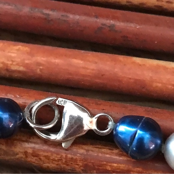 Honora Blue Pearl Necklace .925 clasp 20” - Picture 9 of 10